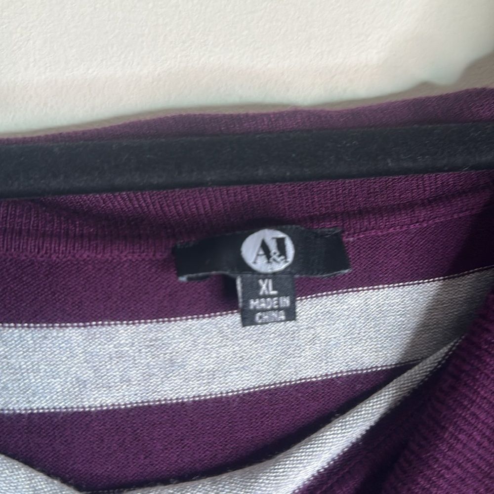 A&I Purple Grey Striped Off Shoulder Long Sleeve Top Size XL - Picture 5 of 8